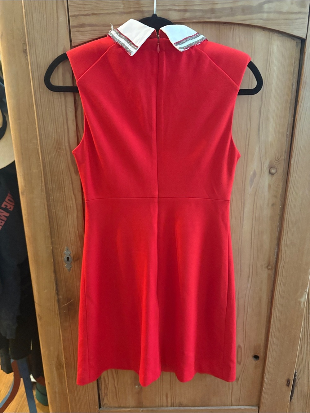 NWT Maje Sz 1 (Sm) Red Sleeveless Mini Dress with Removeable Peter Pan Collar - Picture 7 of 7